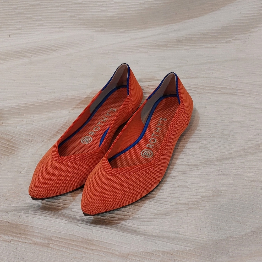 Orange Rothy's Pointed Toe Flats Size 7 - Picture 3 of 13